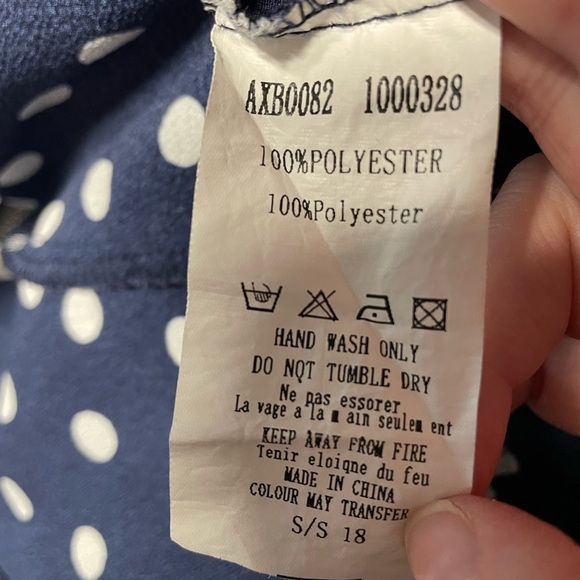 Armani Exchange AX Paris polka dot dress semi sheer navy blue white size us 10 - Picture 4 of 4